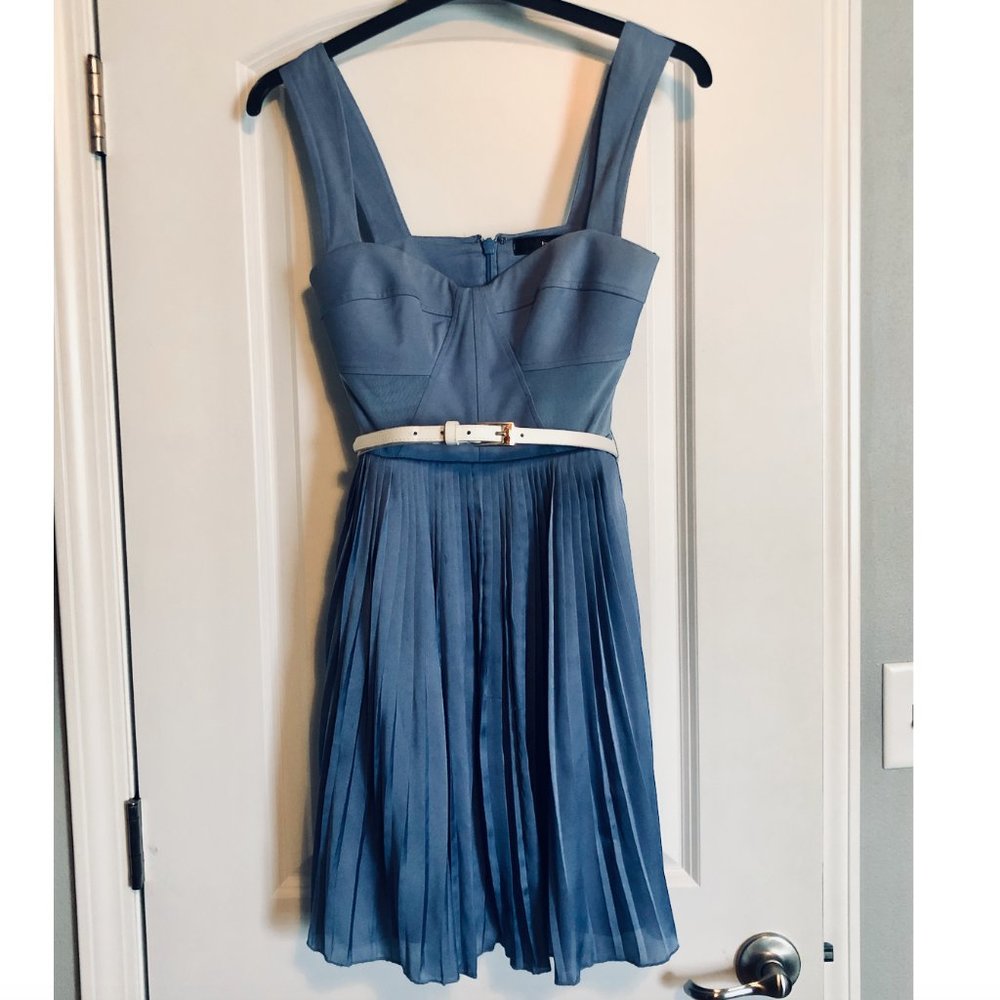 MOVING SALE- MAKE AN OFFER! BEBE Periwinkle Blue Pleated Dress, Size 2